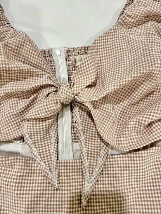 Altar’d State Pink Gingham Cut Out Tie Front Mini Dress Cottagecore Small - Picture 3 of 8